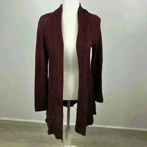 Notations Maroon Long Knit Cardigan Size M